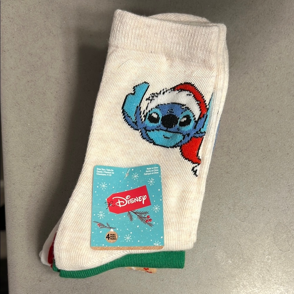 Disney Stitch Christmas Socks 4 pack